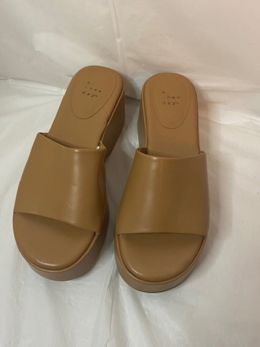 A New Day Wynona Platform Slide Wedge Sandals – Tan/Brown, Women's Size 7